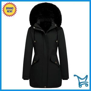 Long Winter Down Coat Thicken Fleece Lined Parka Warm Puffer Jacket Detachable